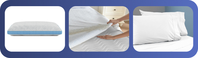 Free Bundle Add-On that shows a pillow, mattress cover, and mattress protector